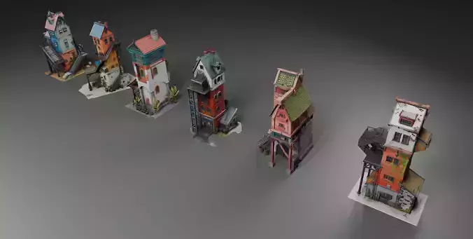 Stylized Industrial Architecture Set 3 3D model 3