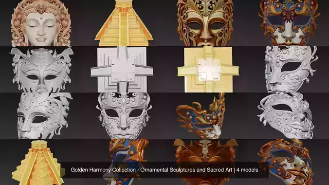 Golden Harmony Collection - Ornamental Sculptures and Sacred Art