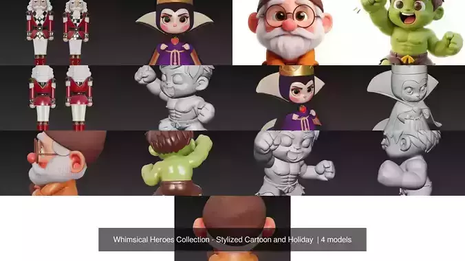 Whimsical Heroes Collection - Stylized Cartoon and Holiday 