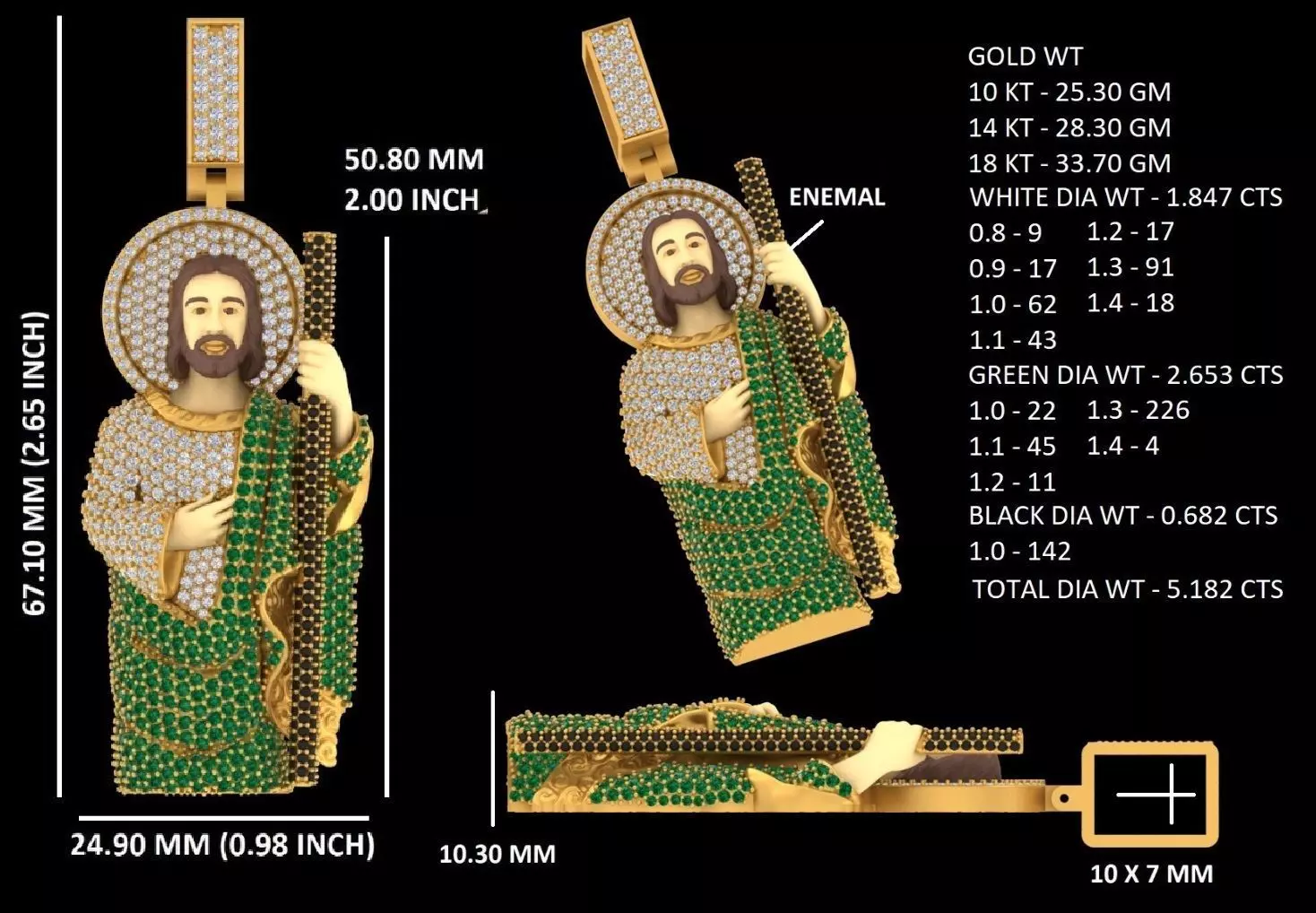 Saint Jude Pendant 3D print model