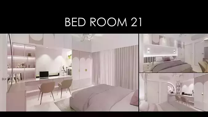 Bedroom 21 Modern Pastel Interior 3D Model