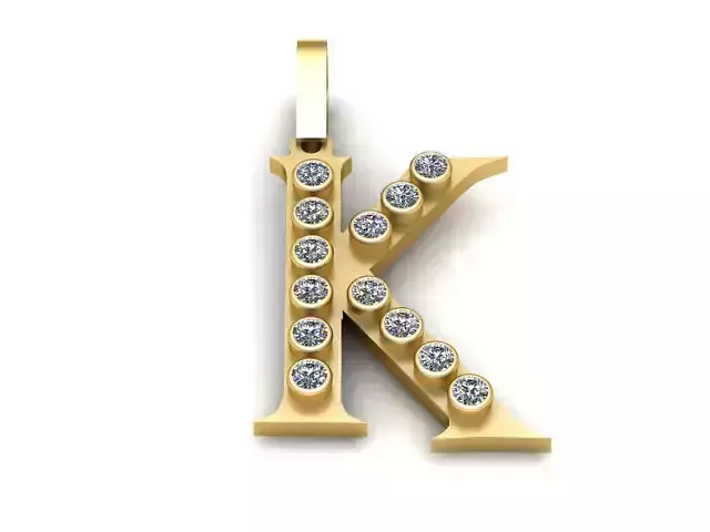 K Letter Pendant 3D Printable Model