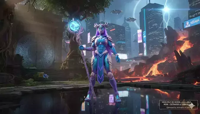 Epic Sorceress Lyra 3D Model for Unreal Unity