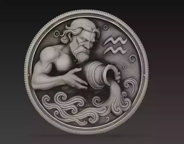 Aquarius Zodiac Relief - Water Bearer Sculpture