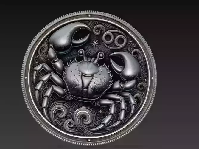 Cancer Zodiac Relief - Celestial Crab Sculpture