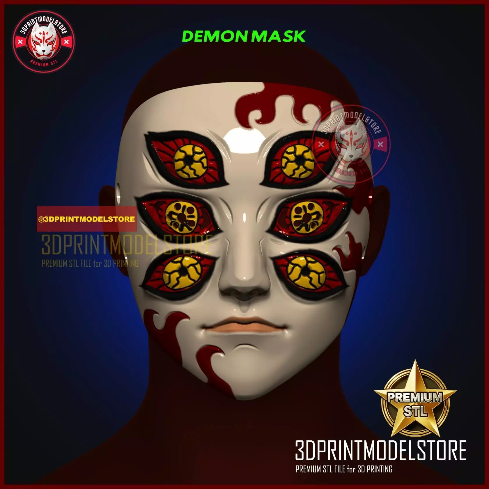 Demon Slayer Kokushibo Mask Cosplay Anime - Kimetsu No Yaiba 3D print model