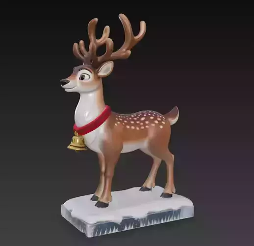 Snowy Christmas Reindeer - Festive Holiday Sculpture 3D Model