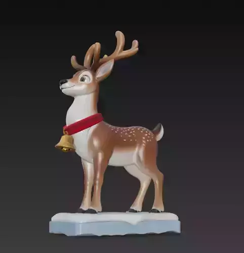 Majestic Christmas Reindeer - Snow Base Holiday Sculpture Model