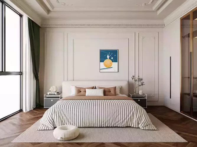 Elegant Neoclassical Master Bedroom