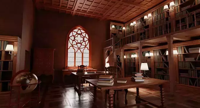 Old Library Interior - Fully Equipped Historical Environment