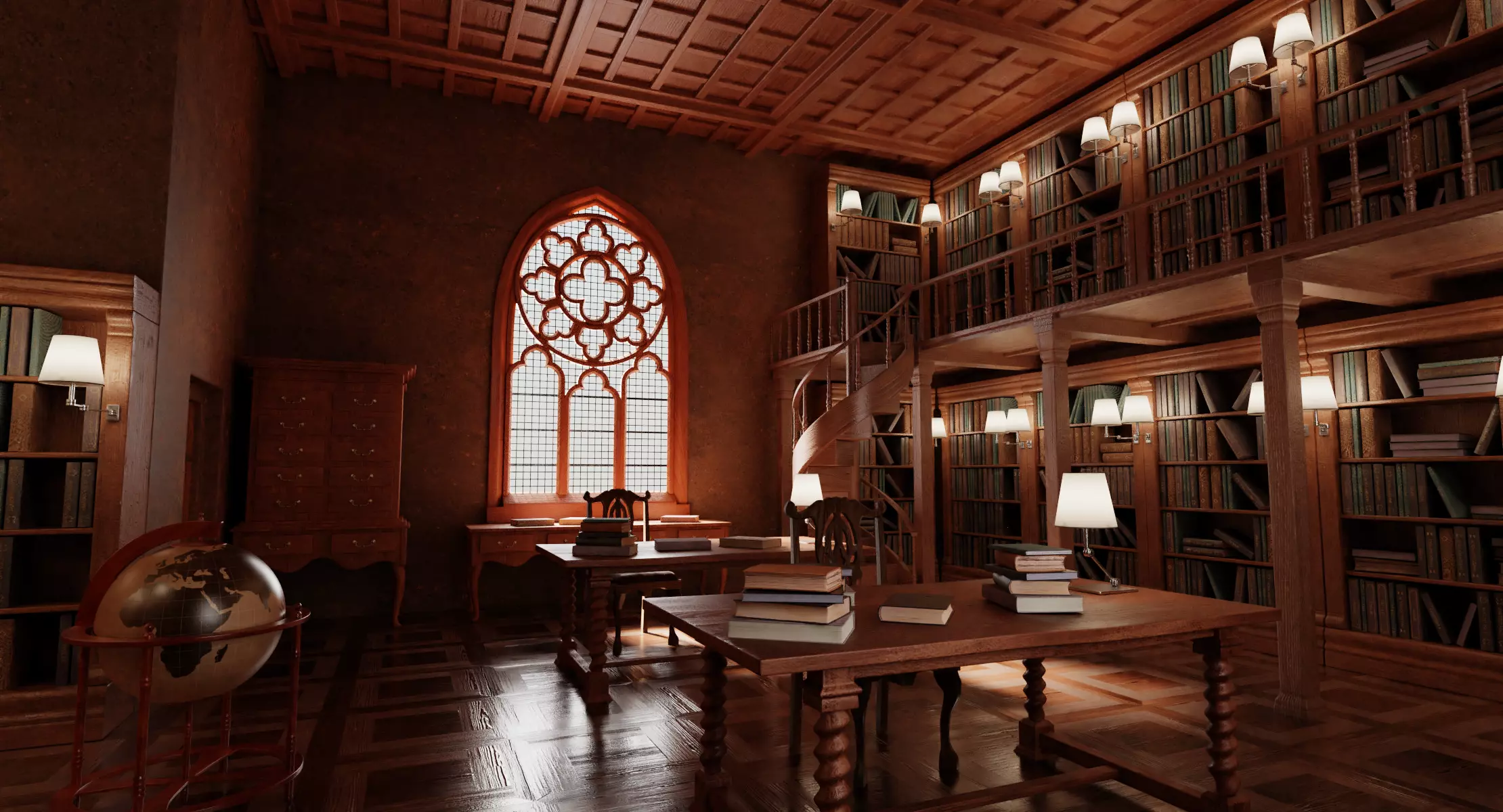 Old Library Interior - Fully Equipped Historical Environment 3D model
