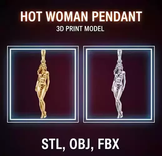 Hot woman pendant 3d print 40mm