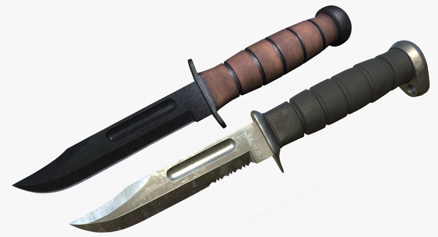 Kabar Knife Pack with Sheath 3D model_1