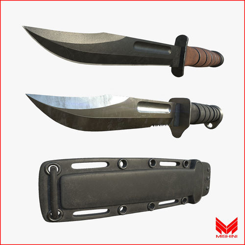 Kabar Knife Pack with Sheath 3D model