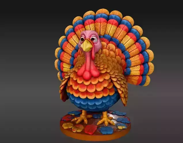 Turkey Festive  Figurine 3D Model Thanksgiving Decor Print Ready