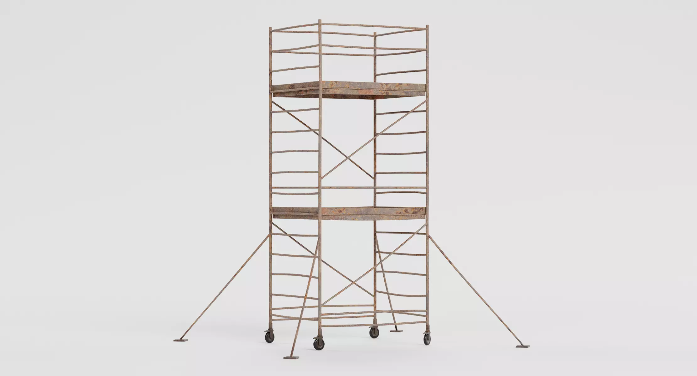 Old Scaffolding V4 - Rolling Rusted Construction Tower 3D model