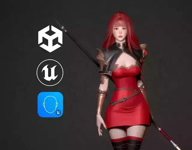 Spear Knight Girl Aurelia - Game Ready