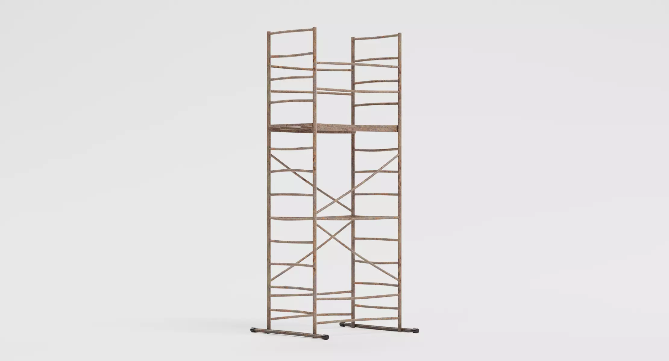Old Scaffolding V6 - Tall Rusted Steel Construction Frame 3D model