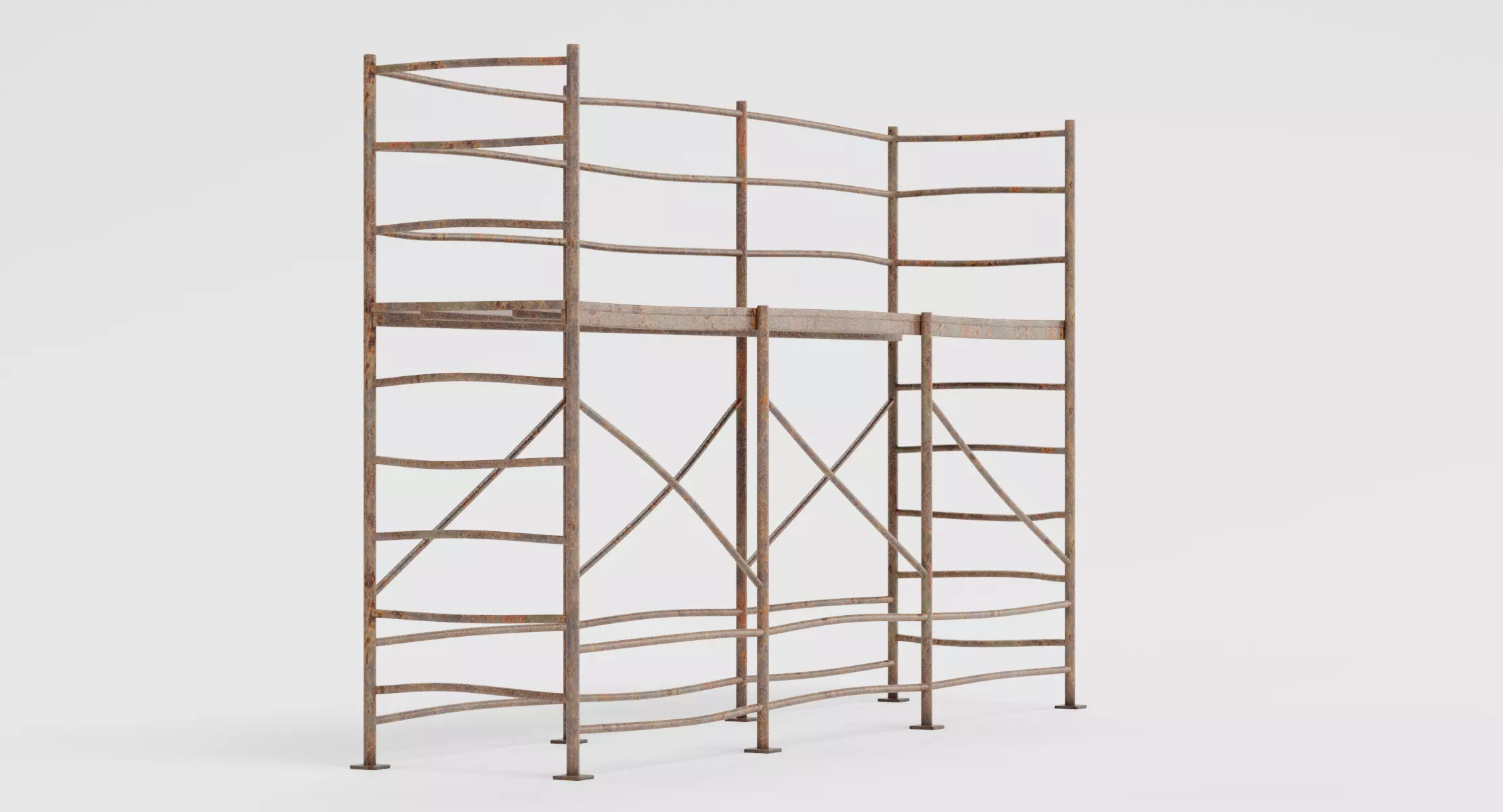 Old Scaffolding V7 - Rusted Steel Construction Frame 3D model