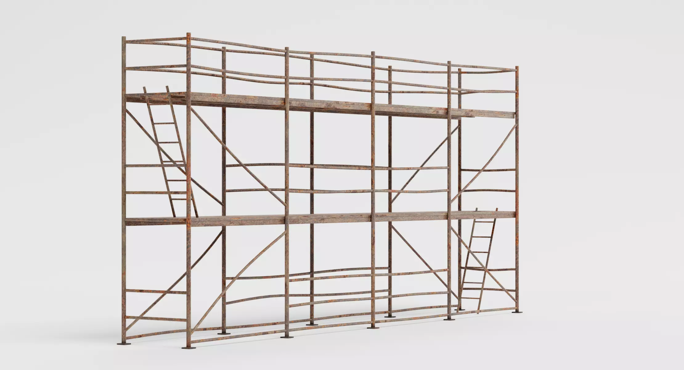Old Scaffolding V8 - Rusted Multi-Level Construction Frame 3D model