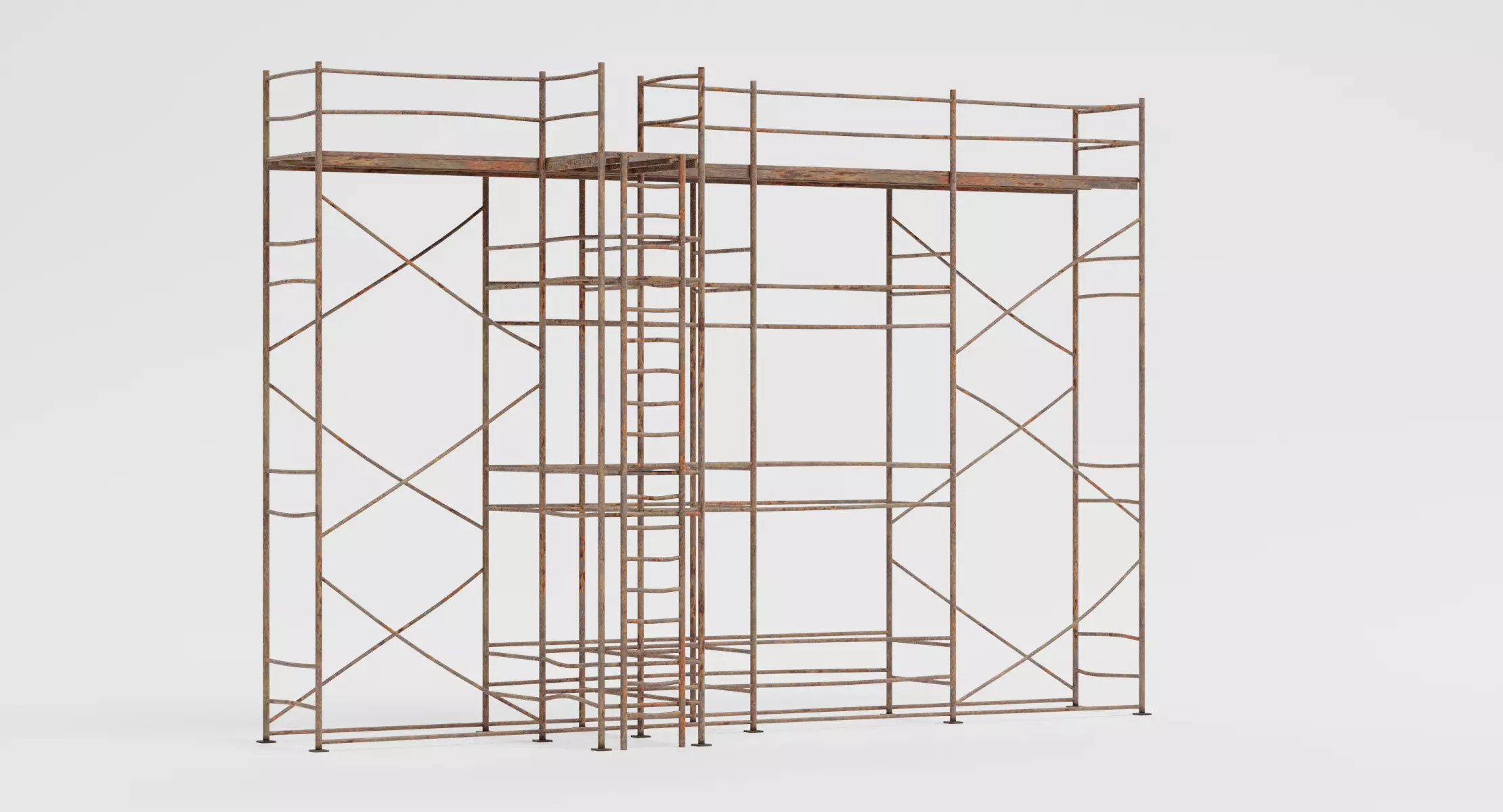 Old Scaffolding V9 - Rusted Multi-Level Construction Frame 3D model