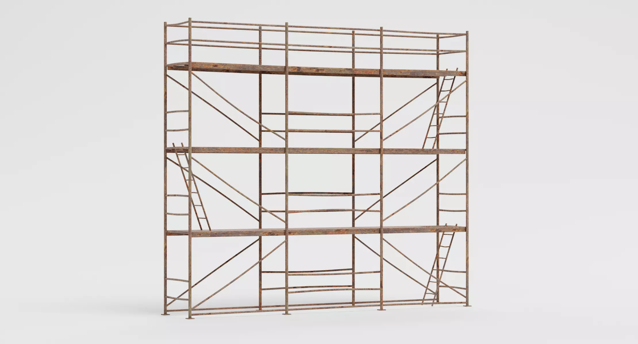 Old Scaffolding V10 - Rusted Multi-Level Construction Frame 3D model