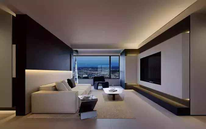 Minimalist City Apartment Living Lounge
