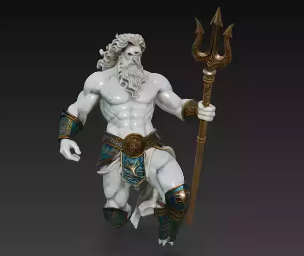Poseidon the Ocean Lord - Greek Mythology Sculpture 3D Model