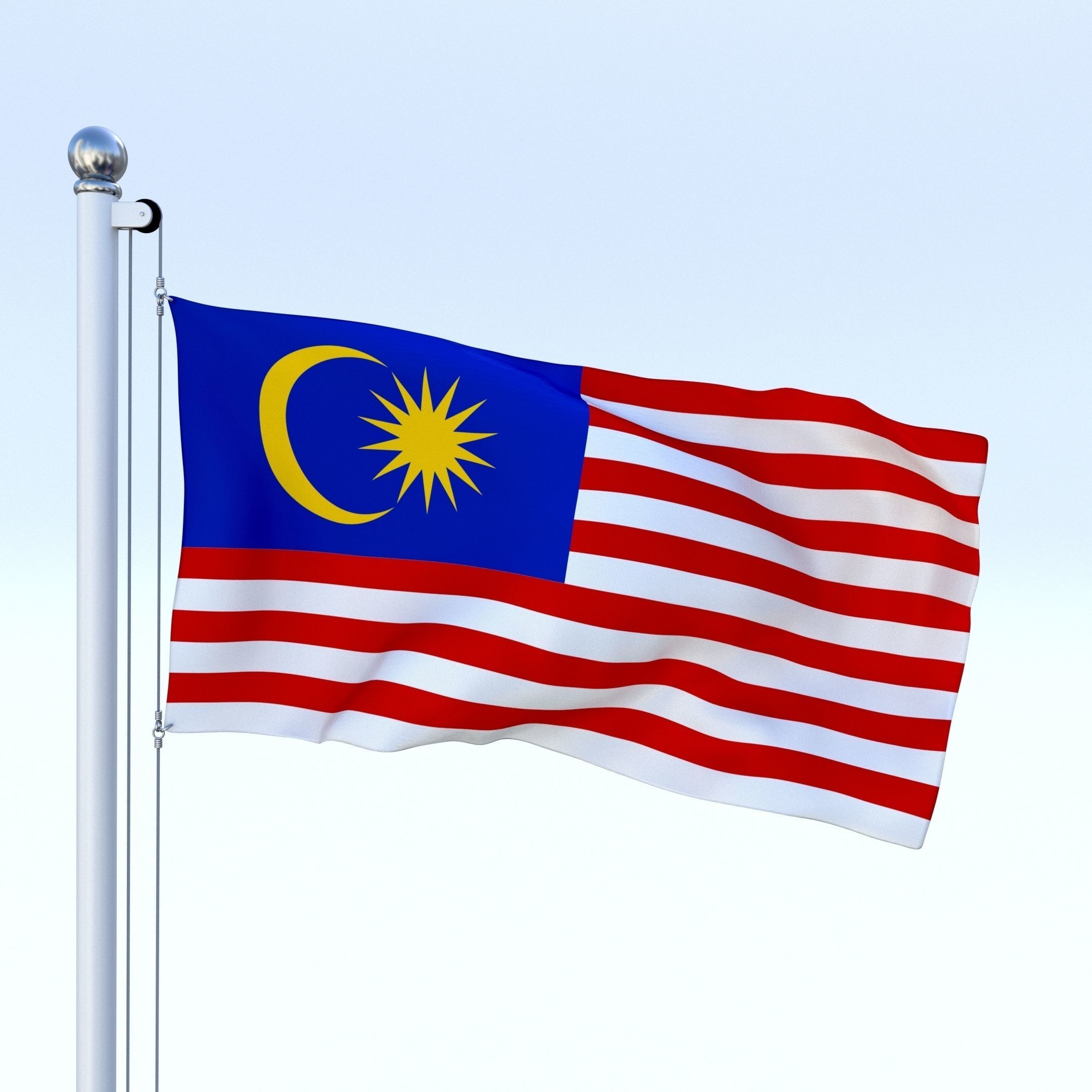 Animated Malaysia Flag Low-poly 3D model_5
