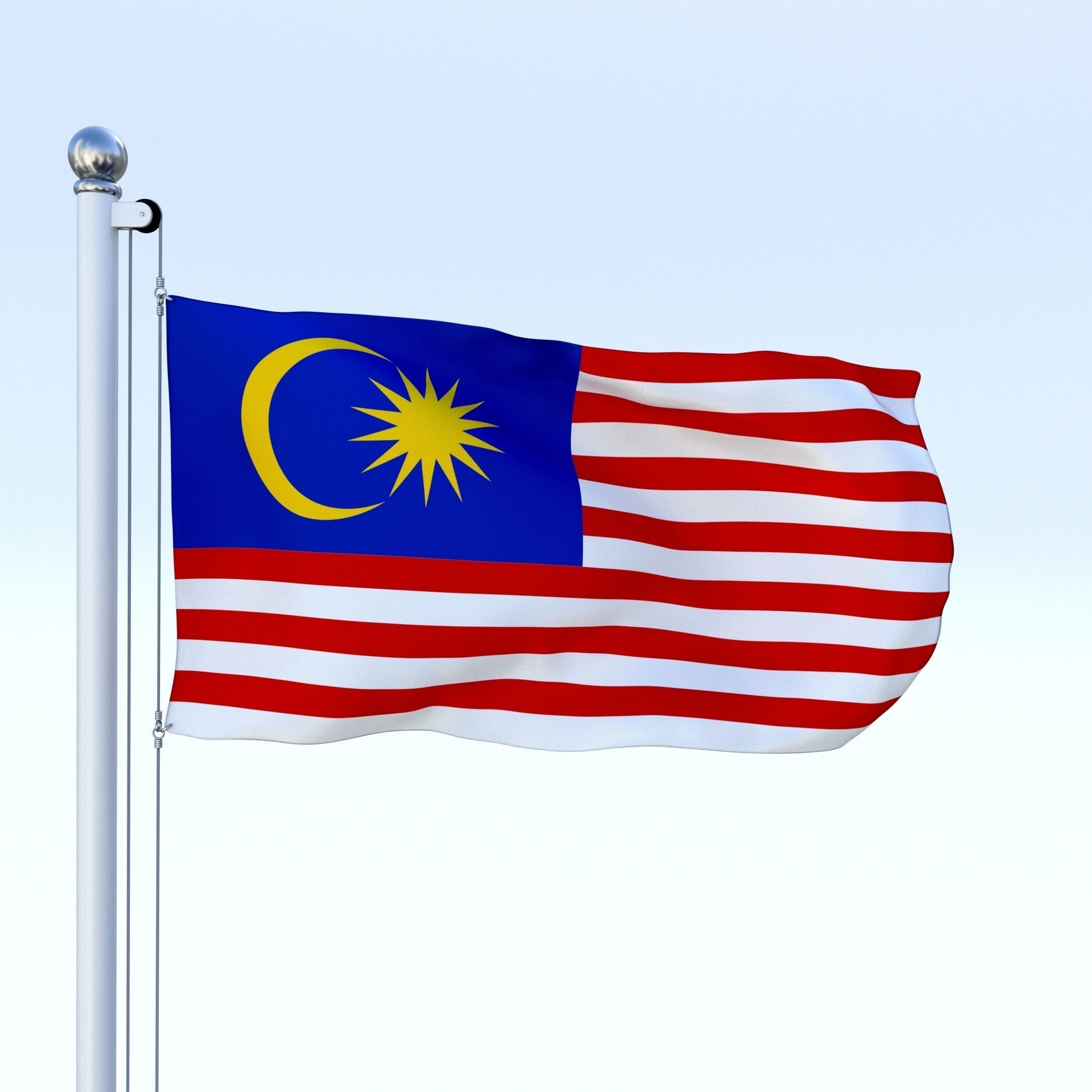 Animated Malaysia Flag Low-poly 3D model_10