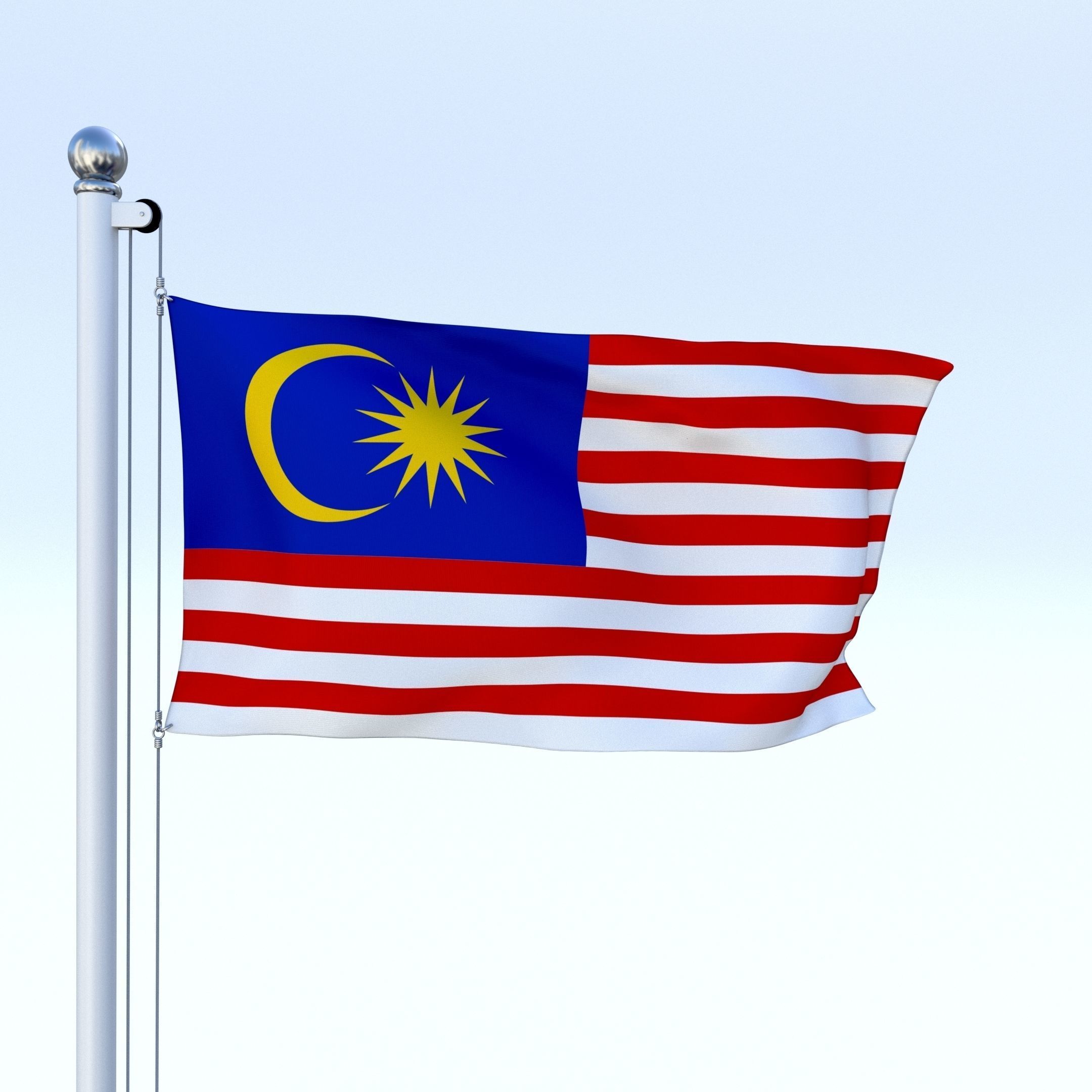 Animated Malaysia Flag Low-poly 3D model_1
