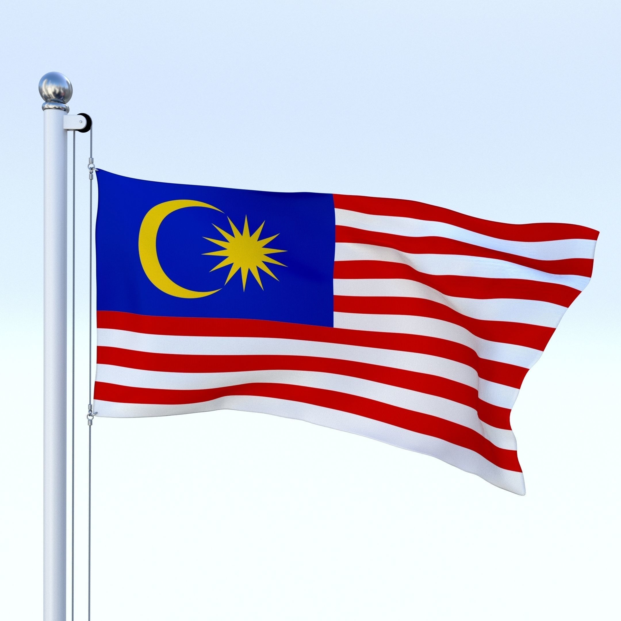 Animated Malaysia Flag Low-poly 3D model_3
