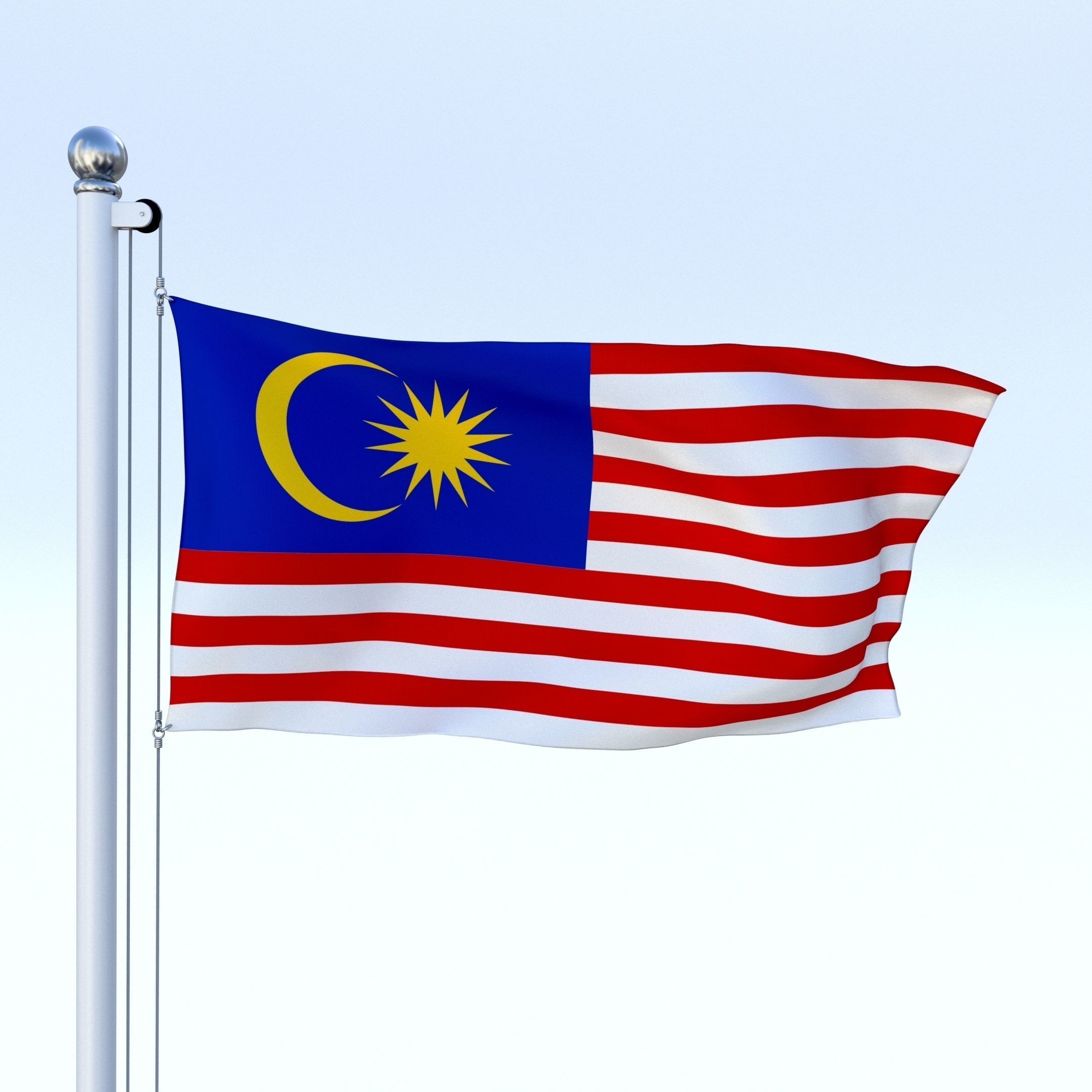 Animated Malaysia Flag Low-poly 3D model_24