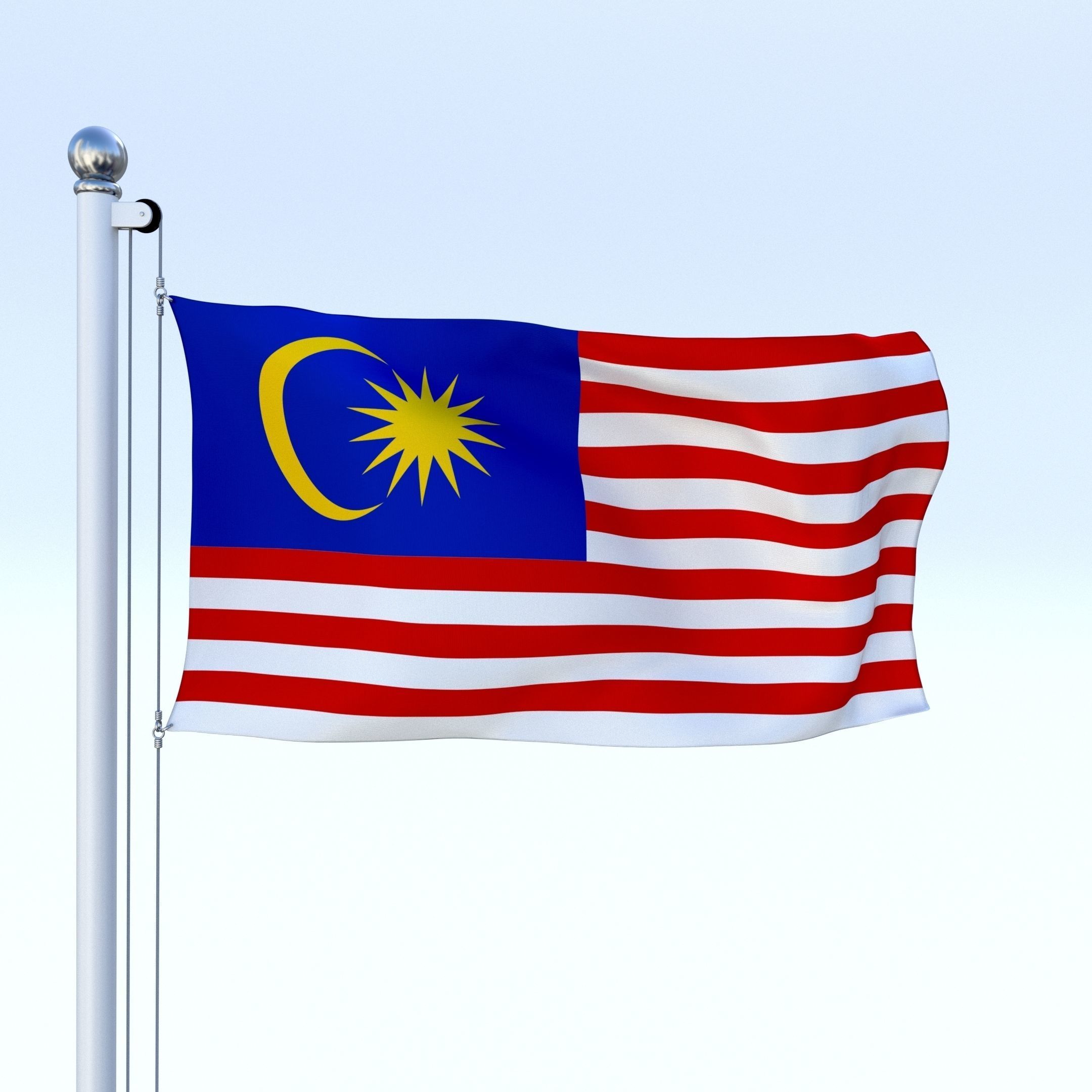 Animated Malaysia Flag Low-poly 3D model_9