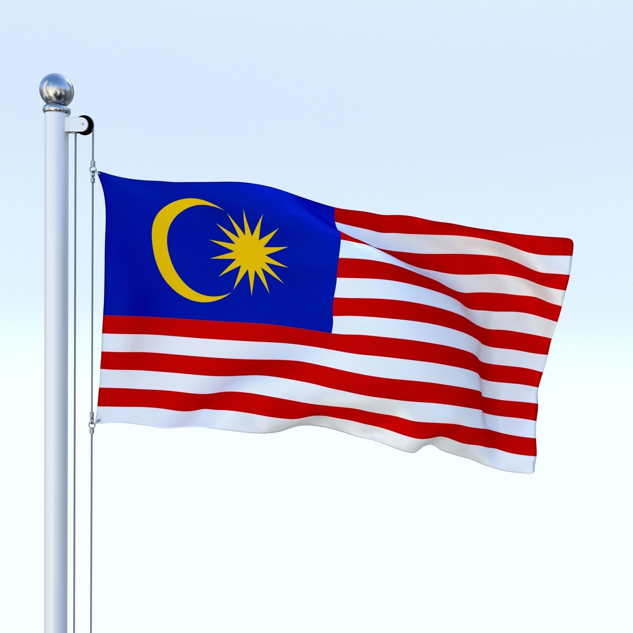 Animated Malaysia Flag Low-poly 3D model_14