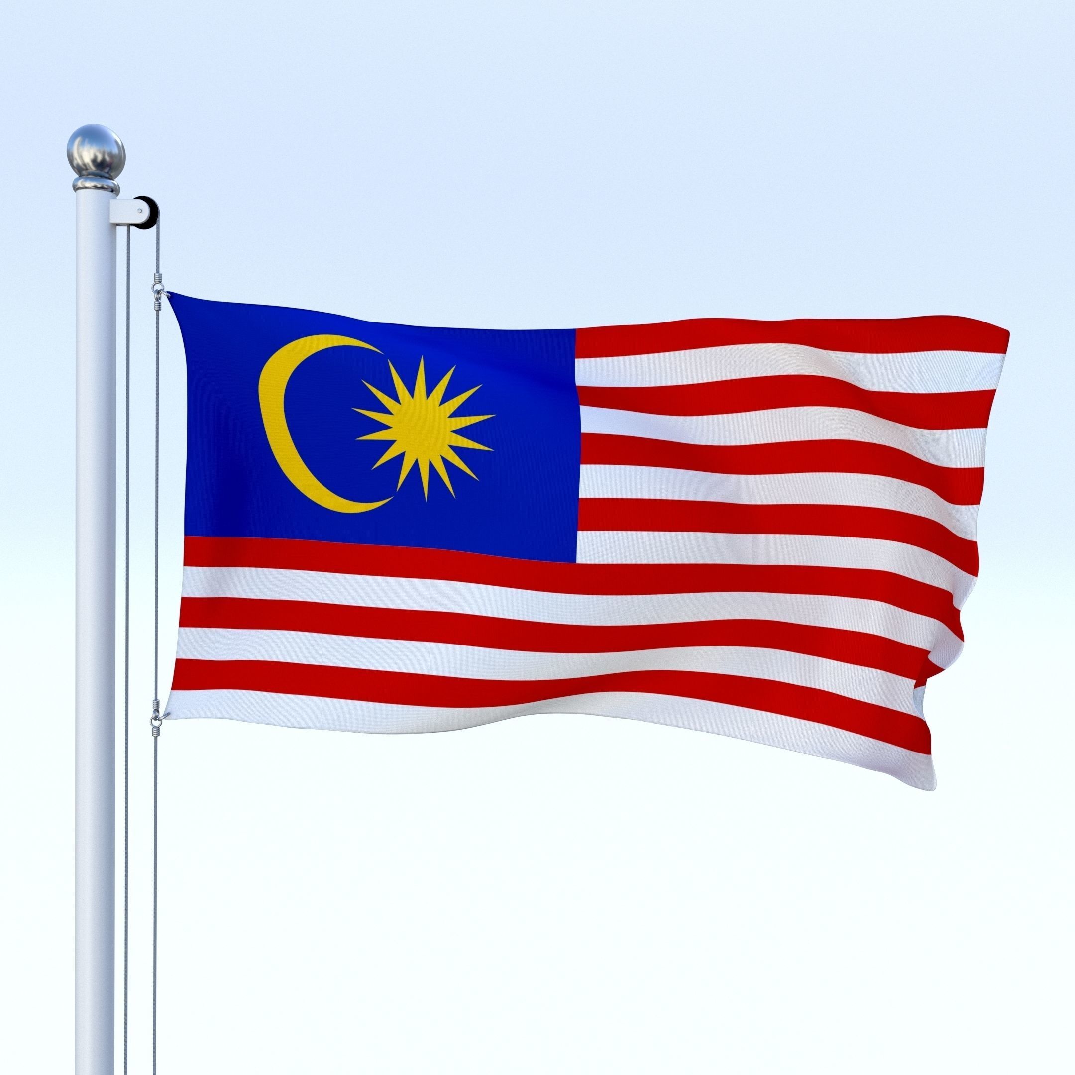 Animated Malaysia Flag Low-poly 3D model_11