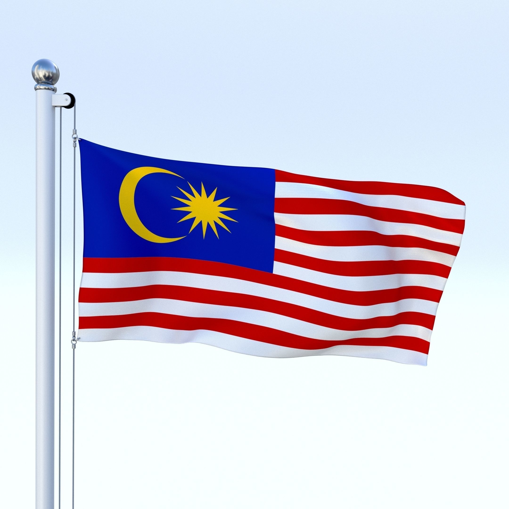 Animated Malaysia Flag Low-poly 3D model_6