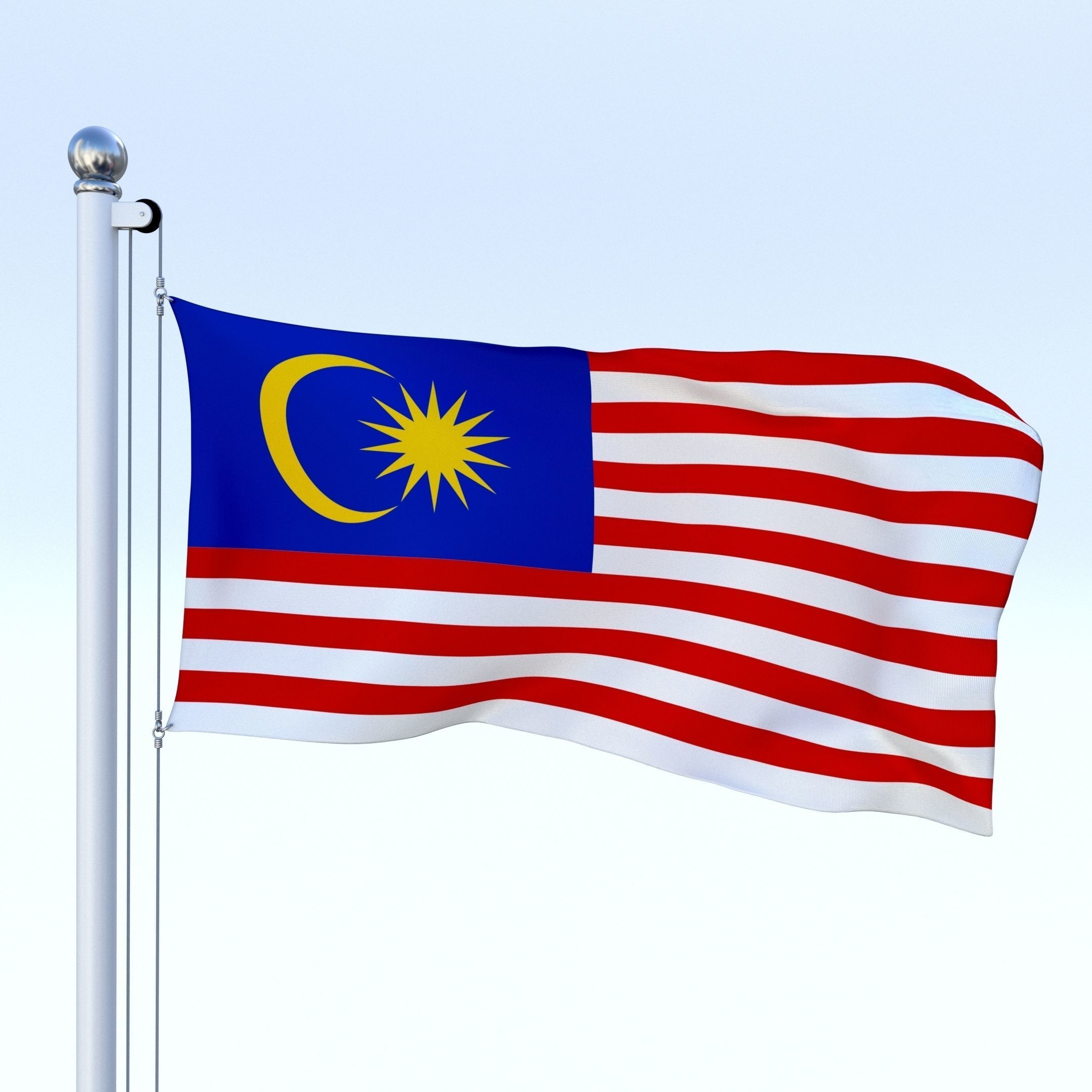 Animated Malaysia Flag Low-poly 3D model_4