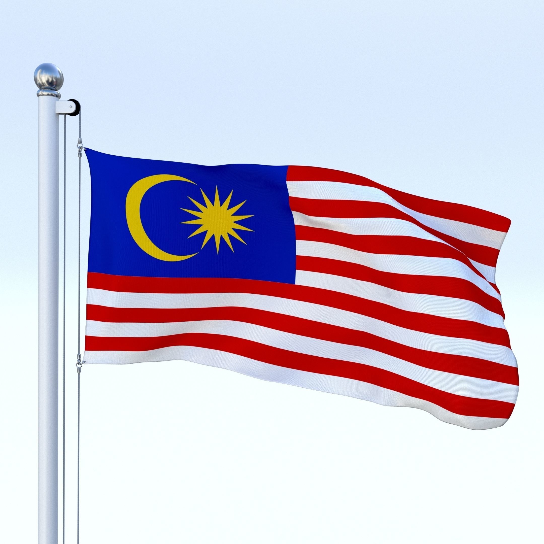 Animated Malaysia Flag Low-poly 3D model_12