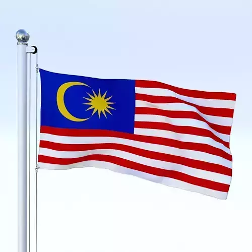 Animated Malaysia Flag Low-poly 3D model