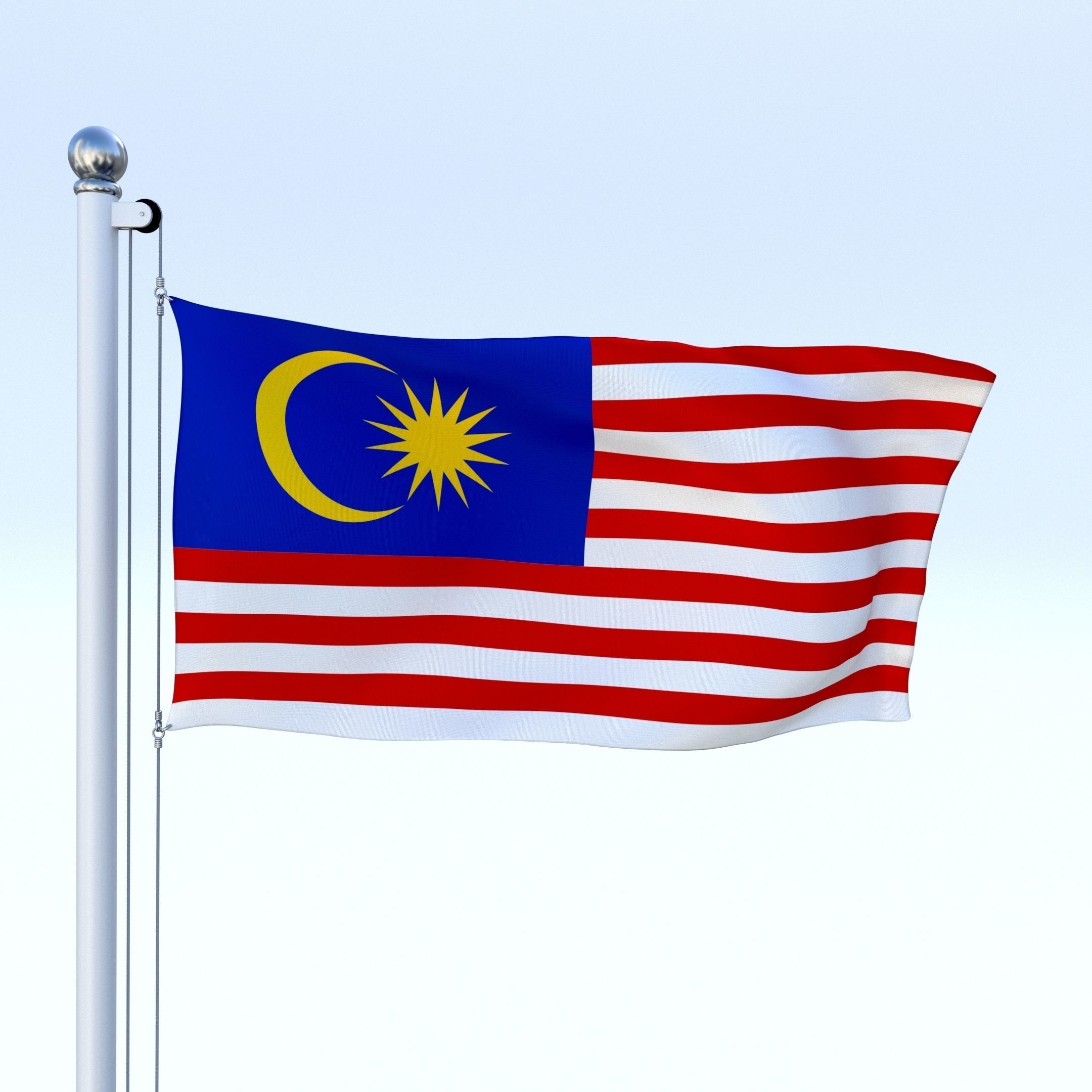 Animated Malaysia Flag Low-poly 3D model_15