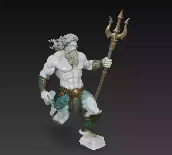 Poseidon God of the Sea - Mythic Greek Sculpture 3D Model