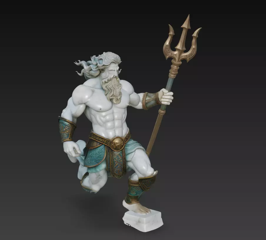 Poseidon God of the Sea - Mythic Greek Sculpture 3D Model 3D print model