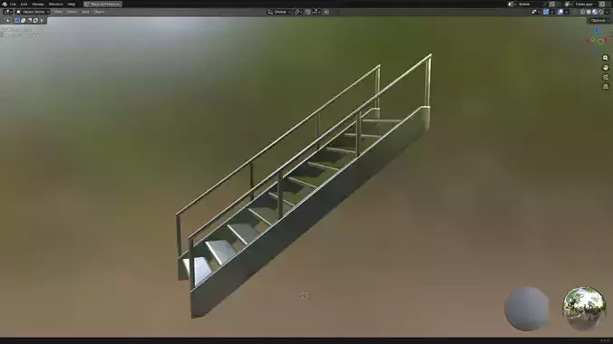 Metal Stairs PBR Low-poly 3D model 7