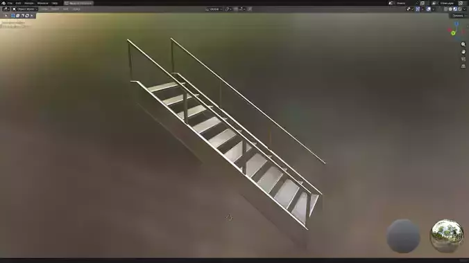 Metal Stairs PBR Low-poly 3D model 5