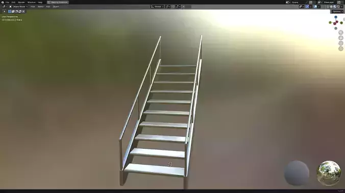 Metal Stairs PBR Low-poly 3D model 6