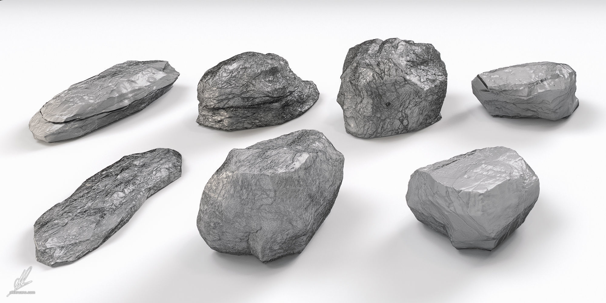 Photorealistic Rocks and Stones 3D model_6
