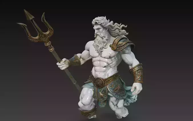 Poseidon Trident Master - Greek Mythological Sea God Sculpture