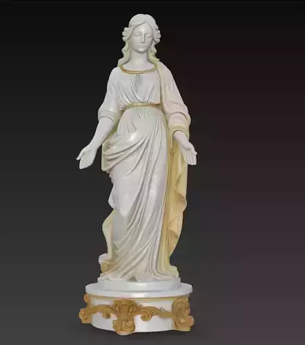 Divine Grace - Serene Virgin Mary Religious Sculpture 3D Model