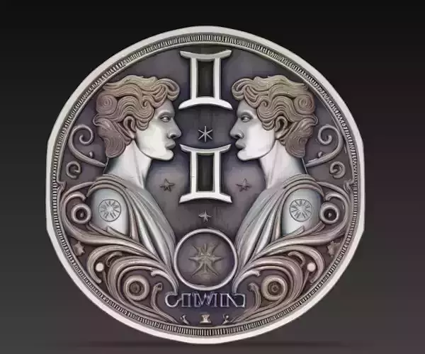 Gemini Zodiac Relief - Twin Celestial Sculpture